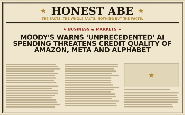 Moody’s Warns ‘Unprecedented’ AI Spending Threatens Credit Quality of Amazon, Meta and Alphabet