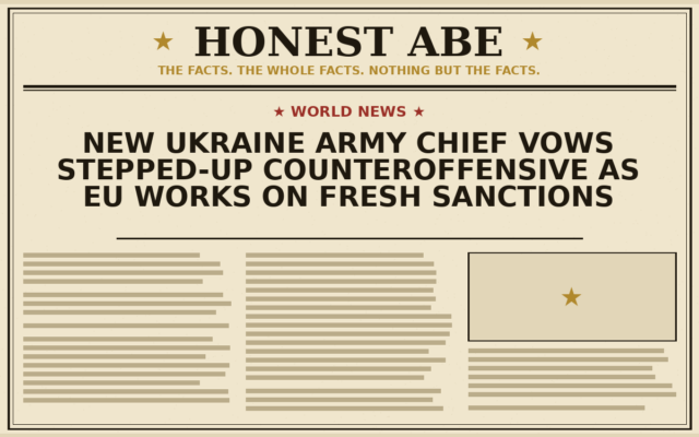 New Ukraine Army Chief Vows Stepped-Up Counteroffensive as EU Works on Fresh Sanctions