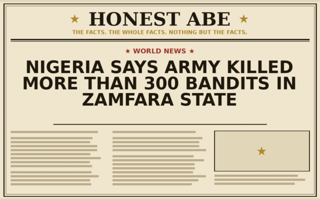 Nigeria Says Army Killed More Than 300 Bandits in Zamfara State
