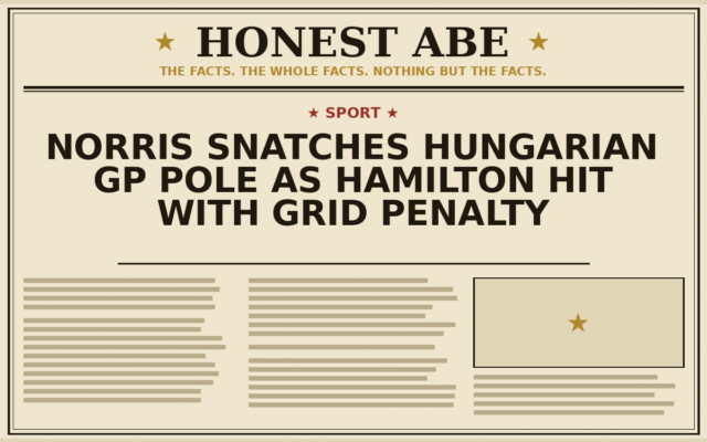 Norris Snatches Hungarian GP Pole as Hamilton Hit With Grid Penalty