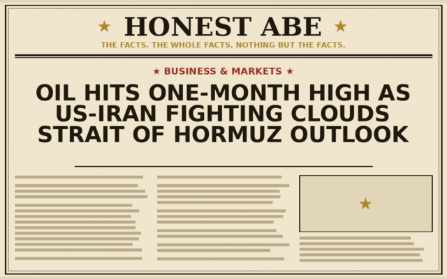Oil Hits One-Month High as US-Iran Fighting Clouds Strait of Hormuz Outlook
