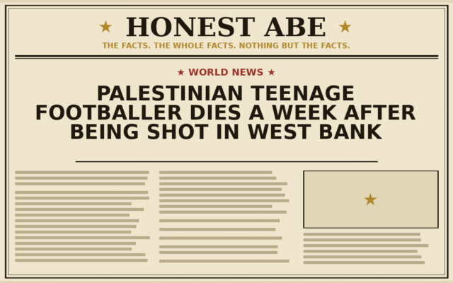 Palestinian Teenage Footballer Dies a Week After Being Shot in West Bank