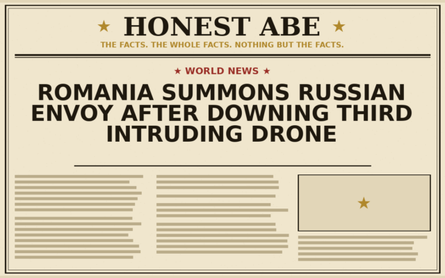 Romania Summons Russian Envoy After Downing Third Intruding Drone
