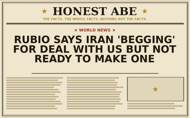 Rubio Says Iran ‘Begging’ for Deal With US but Not Ready to Make One