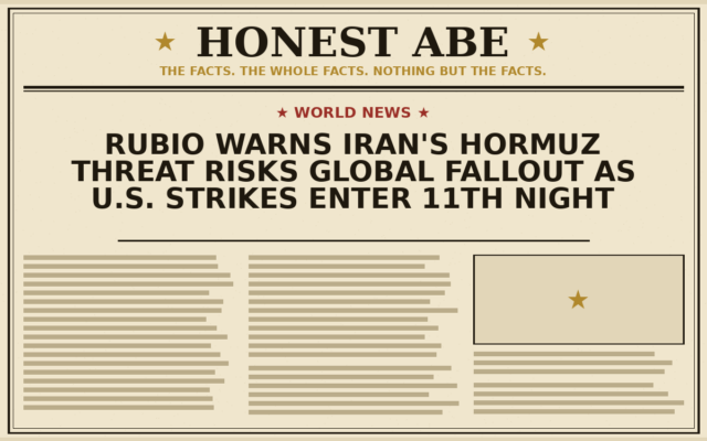 Rubio Warns Iran’s Hormuz Threat Risks Global Fallout as U.S. Strikes Enter 11th Night