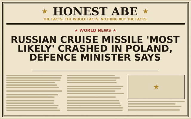 Russian Cruise Missile ‘Most Likely’ Crashed in Poland, Defence Minister Says