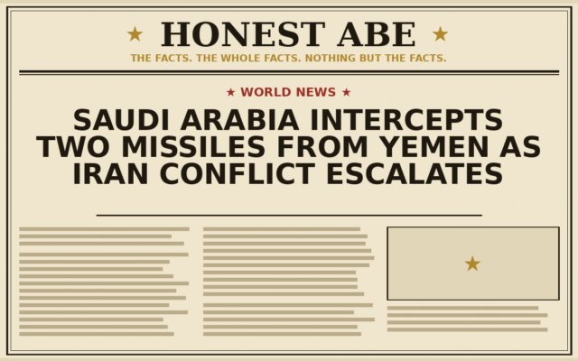 Saudi Arabia Intercepts Two Missiles from Yemen as Iran Conflict Escalates