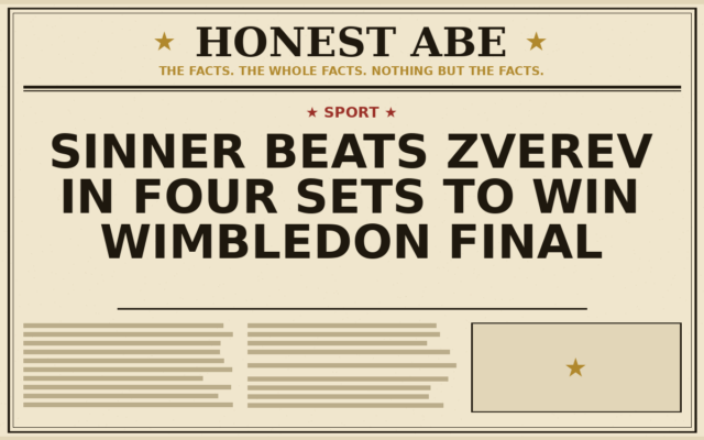 Sinner beats Zverev in four sets to win Wimbledon final