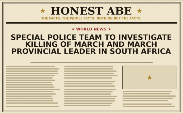 Special Police Team to Investigate Killing of March and March Provincial Leader in South Africa