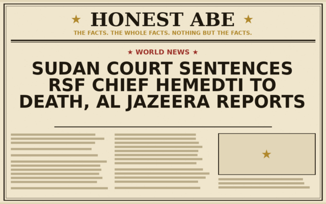 Sudan Court Sentences RSF Chief Hemedti to Death, Al Jazeera Reports
