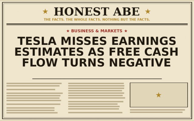 Tesla Misses Earnings Estimates as Free Cash Flow Turns Negative