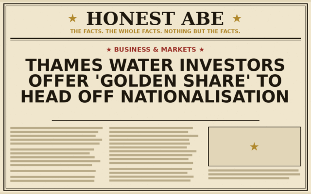 Thames Water Investors Offer ‘Golden Share’ to Head Off Nationalisation