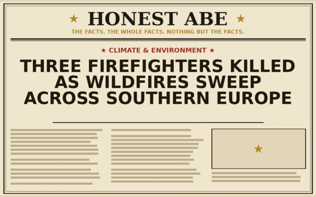 Three Firefighters Killed as Wildfires Sweep Across Southern Europe