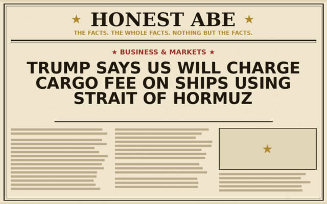Trump Says US Will Charge Cargo Fee on Ships Using Strait of Hormuz