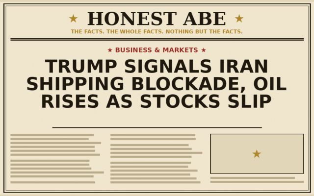 Trump Signals Iran Shipping Blockade, Oil Rises as Stocks Slip