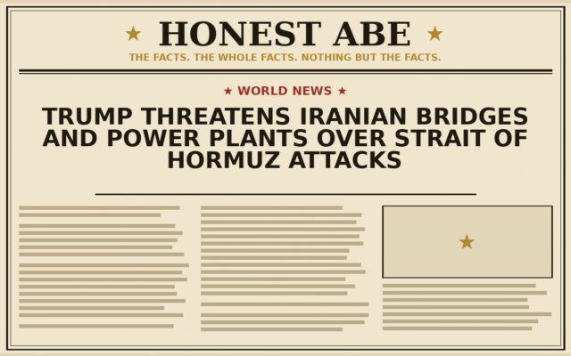 Trump Threatens Iranian Bridges and Power Plants Over Strait of Hormuz Attacks
