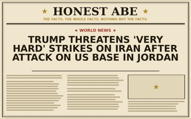 Trump Threatens ‘Very Hard’ Strikes on Iran After Attack on US Base in Jordan