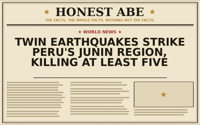 Twin Earthquakes Strike Peru’s Junin Region, Killing at Least Five