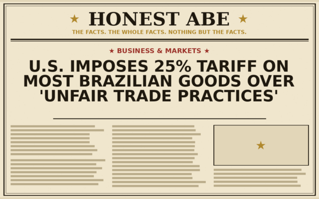 U.S. Imposes 25% Tariff on Most Brazilian Goods Over ‘Unfair Trade Practices’