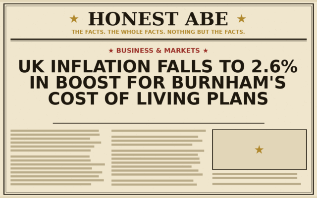 UK Inflation Falls to 2.6% in Boost for Burnham’s Cost of Living Plans