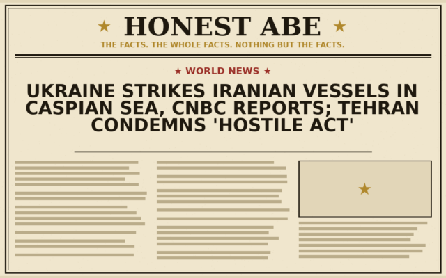 Ukraine Strikes Iranian Vessels in Caspian Sea, CNBC Reports; Tehran Condemns ‘Hostile Act’