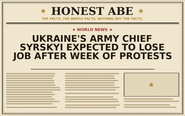 Ukraine’s Army Chief Syrskyi Expected to Lose Job After Week of Protests