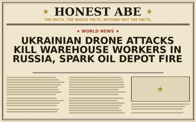 Ukrainian Drone Attacks Kill Warehouse Workers in Russia, Spark Oil Depot Fire