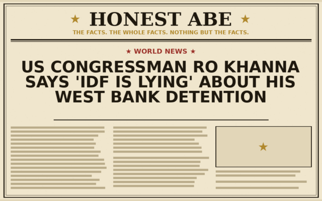 US Congressman Ro Khanna Says ‘IDF Is Lying’ About His West Bank Detention