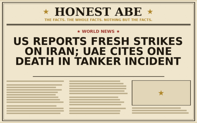 US Reports Fresh Strikes on Iran; UAE Cites One Death in Tanker Incident
