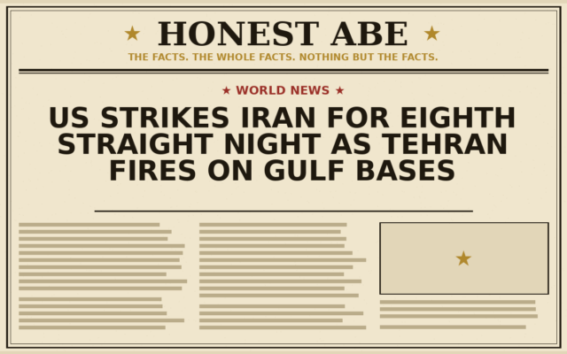 US Strikes Iran for Eighth Straight Night as Tehran Fires on Gulf Bases