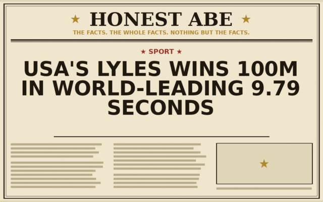 USA’s Lyles Wins 100m in World-Leading 9.79 Seconds