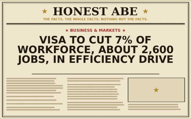 Visa to Cut 7% of Workforce, About 2,600 Jobs, in Efficiency Drive