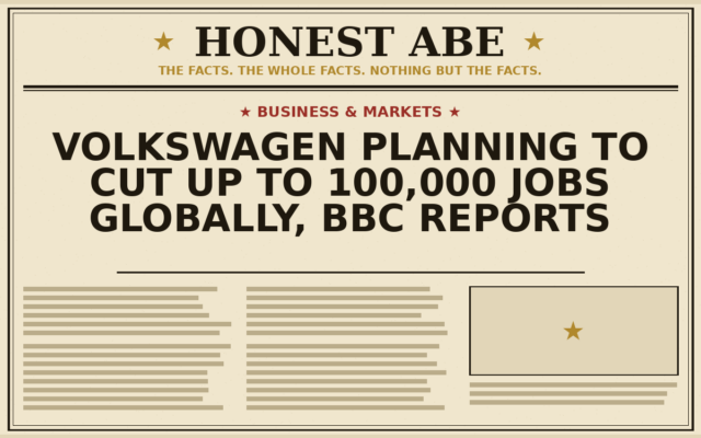 Volkswagen Planning to Cut Up to 100,000 Jobs Globally, BBC Reports