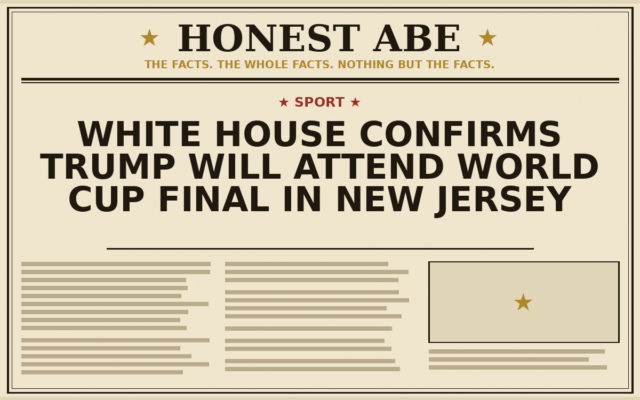 White House Confirms Trump Will Attend World Cup Final in New Jersey