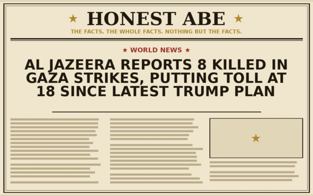 Al Jazeera Reports 8 Killed in Gaza Strikes, Putting Toll at 18 Since Latest Trump Plan