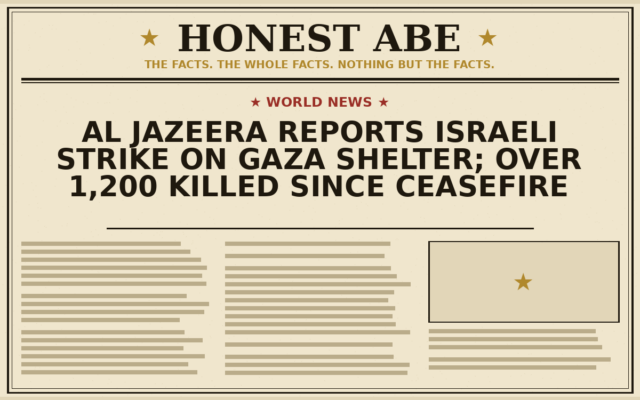 Al Jazeera Reports Israeli Strike on Gaza Shelter; Over 1,200 Killed Since Ceasefire
