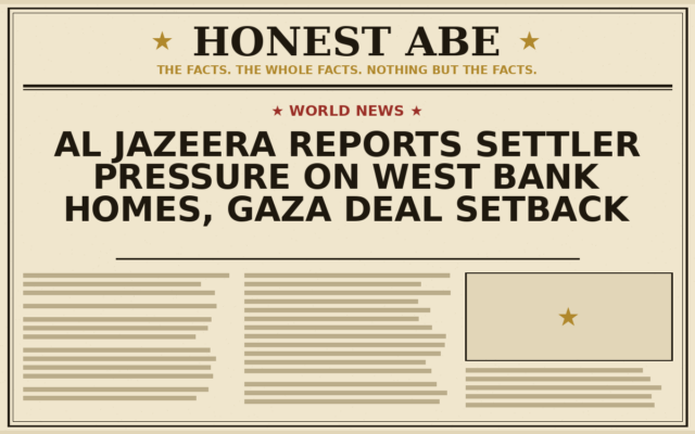 Al Jazeera Reports Settler Pressure on West Bank Homes, Gaza Deal Setback