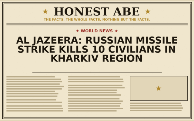 Al Jazeera: Russian Missile Strike Kills 10 Civilians in Kharkiv Region