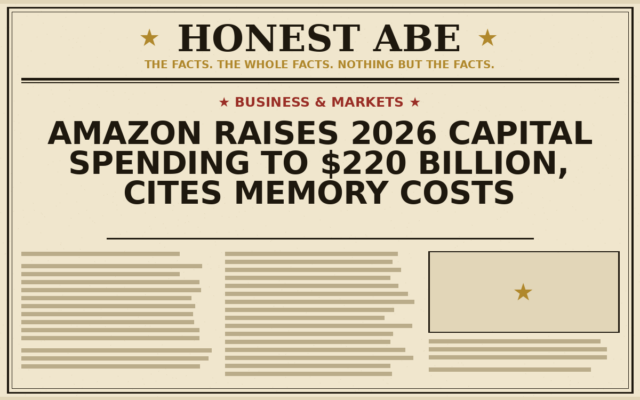 Amazon Raises 2026 Capital Spending to $220 Billion, Cites Memory Costs