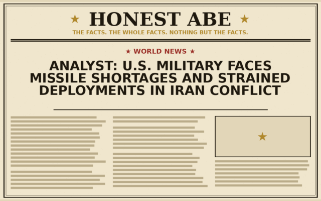 Analyst: U.S. Military Faces Missile Shortages and Strained Deployments in Iran Conflict
