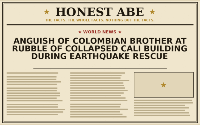 Anguish of Colombian Brother at Rubble of Collapsed Cali Building During Earthquake Rescue