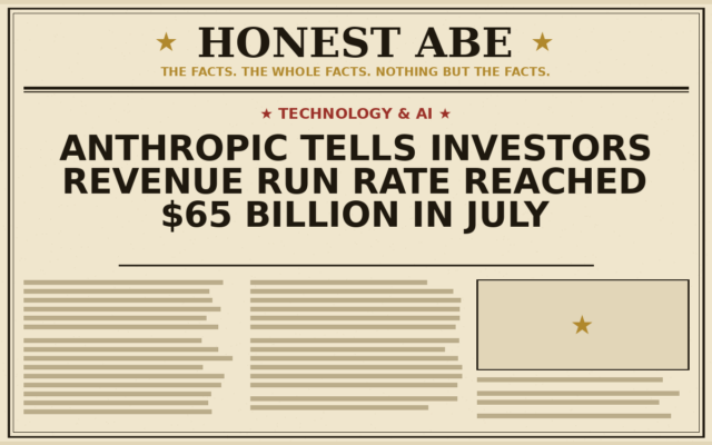 Anthropic Tells Investors Revenue Run Rate Reached $65 Billion in July