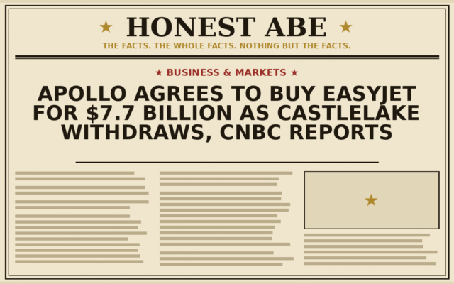 Apollo Agrees to Buy EasyJet for $7.7 Billion as Castlelake Withdraws, CNBC Reports