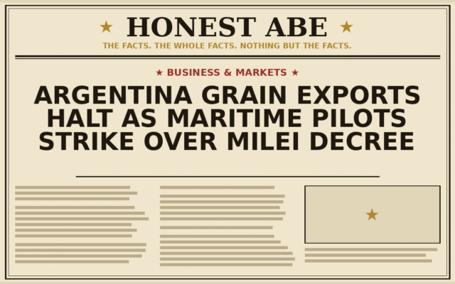 Argentina Grain Exports Halt as Maritime Pilots Strike Over Milei Decree