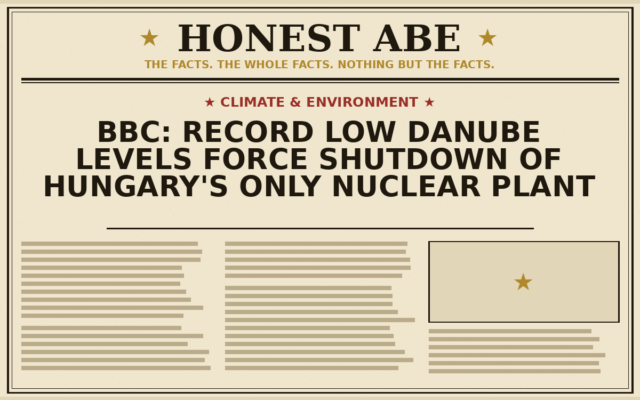 BBC: Record Low Danube Levels Force Shutdown of Hungary’s Only Nuclear Plant