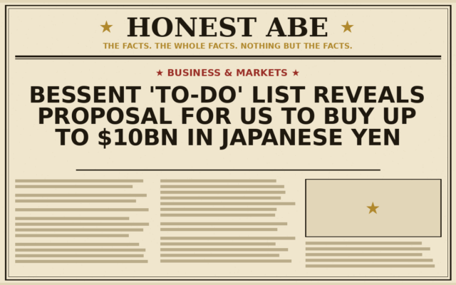 Bessent ‘To-Do’ List Reveals Proposal for US to Buy Up to $10bn in Japanese Yen