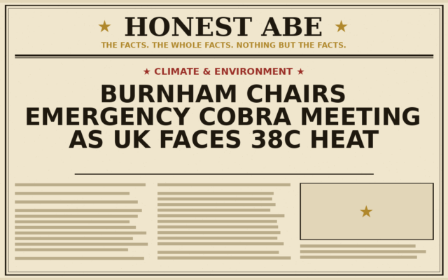 Burnham Chairs Emergency Cobra Meeting as UK Faces 38C Heat