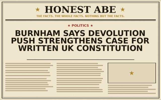 Burnham Says Devolution Push Strengthens Case for Written UK Constitution