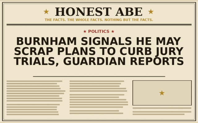 Burnham Signals He May Scrap Plans to Curb Jury Trials, Guardian Reports