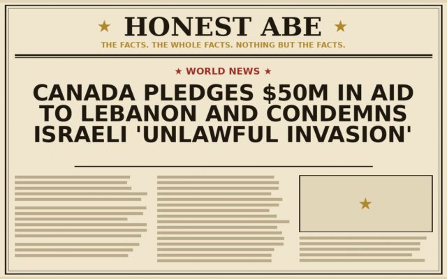Canada Pledges $50m in Aid to Lebanon and Condemns Israeli ‘Unlawful Invasion’